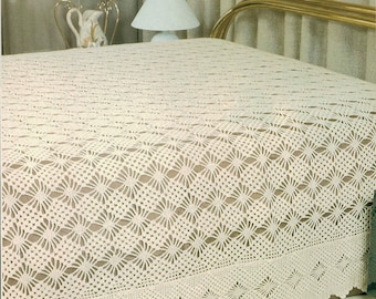 スパイダーレースのベッドスプレッドかぎ針編みパターン 約サイズ