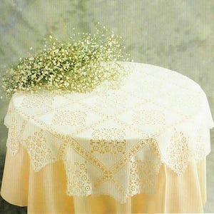 Patrón de crochet para mantel de patchwork de encaje Patrón de crochet vintage para mantel cuadrado de filete Tamaño: 38 x 38 pulgadas - Gráfico n.° B531*