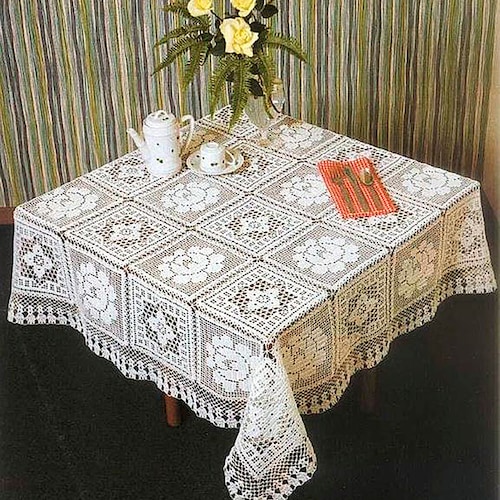 PDF Vintage Chart Crochet Pattern Lace Motifs Tablecloth Etsy