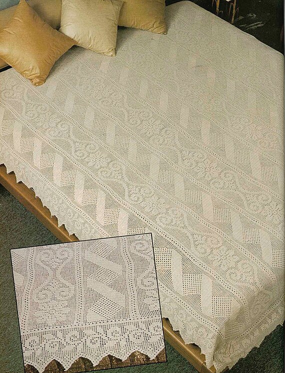 Stunning Crochet Bedspread Lace Bedspread Blanket or Throw Etsy