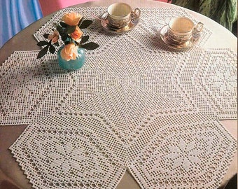 Vintage Chart Filet Crochet Pattern Hexagonal Table Center | Crochet Pattern- Chart # A273*