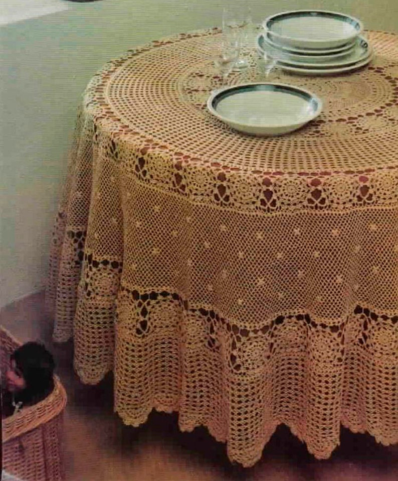 PDF Vintage Chart Crochet Pattern Round Tablecloth | Etsy