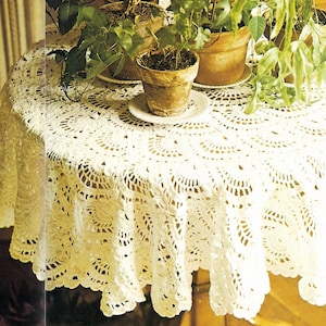 Crochet Pattern  Round Lace Tablecloth |measures 54&quot;(137cm) diameter| PDF Digital Download Vintage Crochet Pattern# S530*