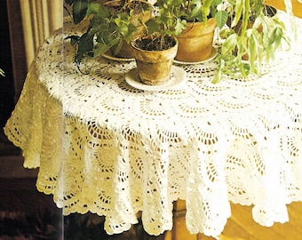 Crochet Pattern  Round Lace Tablecloth |measures 54"(137cm) diameter| PDF Digital Download Vintage Crochet Pattern# S530*