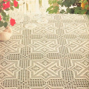 Vintage Chart Filet Crochet Pattern Tablecloth  Motifs |23x 45 inches |Crochet Pattern Chart |Instant PDF Pattern #  C130*