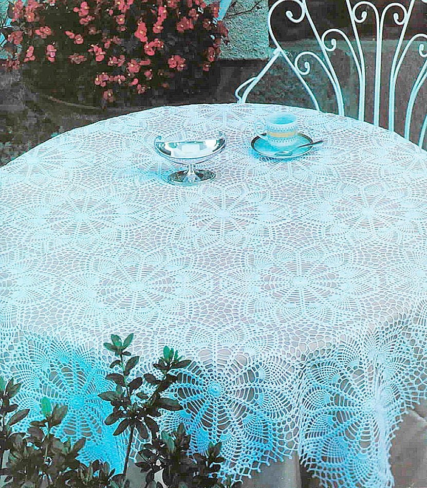 PDF Vintage Chart Crochet Pattern Tablecloth Hexagon Motifs 47 X 50