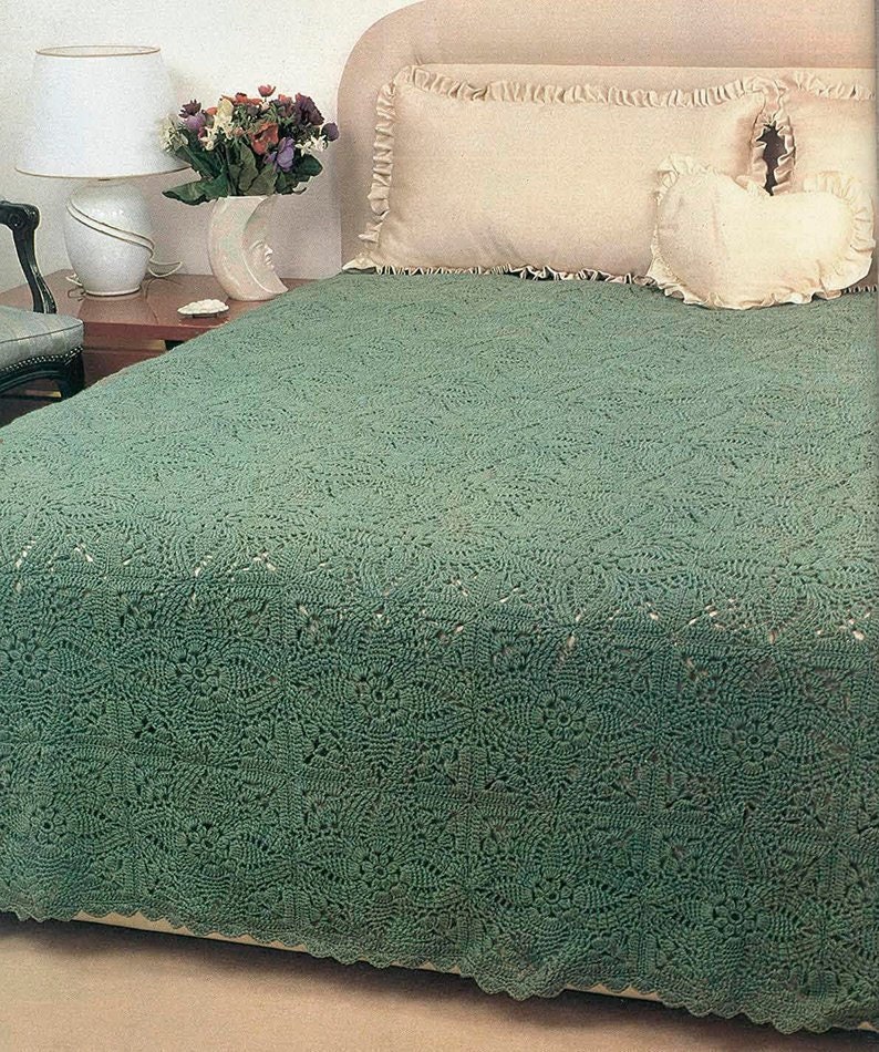 PDF Crochet Pattern Green Pineapple Bedspread Square Etsy UK