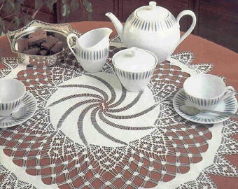Vintage Oval Lace Table Center Crochet Pattern Scalloped Edge Centerpiece Size: 24 x 26 ins 61 x 67 cm - Chart #B745*