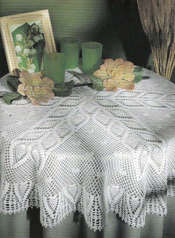 Vintage Chart Crochet Pattern Pineapple Tablecloth| 46inc | 116 cm in diameter| Instant PDF Digital Download Crochet Pattern  # V16*
