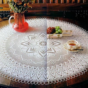 Vintage Crochet Pattern Round Lace Table Center | diameter : 98 cm (39.2 in.) |PDF Crochet Pattern - Chart # S443*