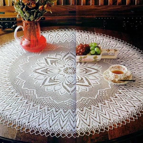 Vintage Crochet Pattern Round Lace Table Center | diameter : 98 cm (39.2 in.) |PDF Crochet Pattern - Chart # S443*