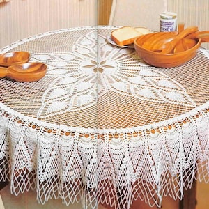 Round lace pineapple tablecloth crochet pattern Size: 134cm (54ins) in diameter Table cover vintage crochet pattern Chart instruction #S24*