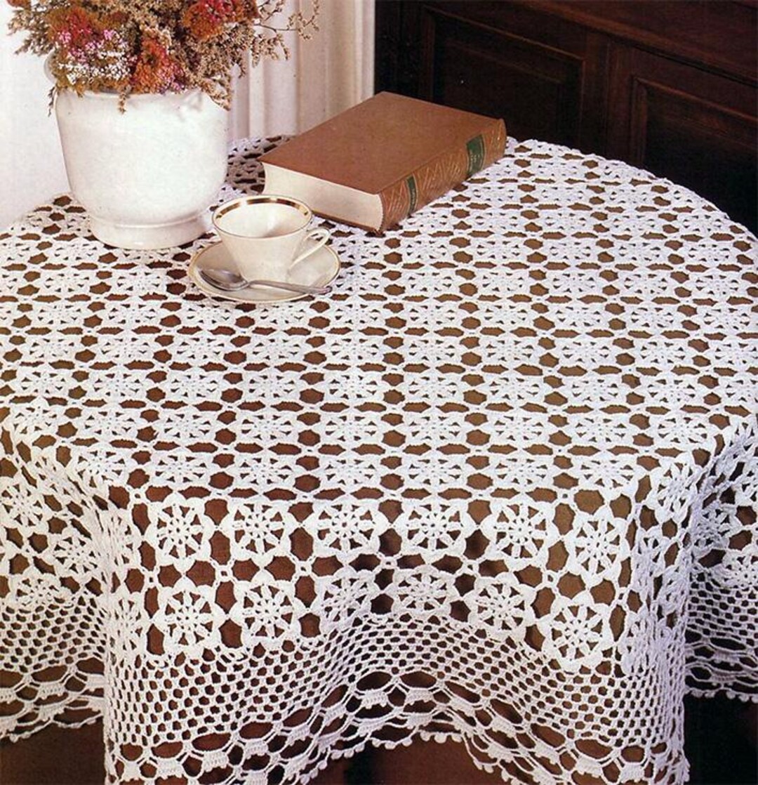 Table Coth Pattern Lace Round Tablecloth Crochet Vintage Pattern Patchwork Table Cover ...