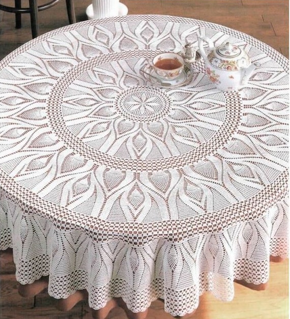 Vintage Chart Crochet Pattern Round, Round Lace Tablecloth Crochet Pattern