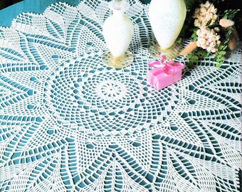 Lace Round Table Center Vintage Crochet Pattern Centerpiece Doily Size: 60 cm 23 ins - Chart #D212*
