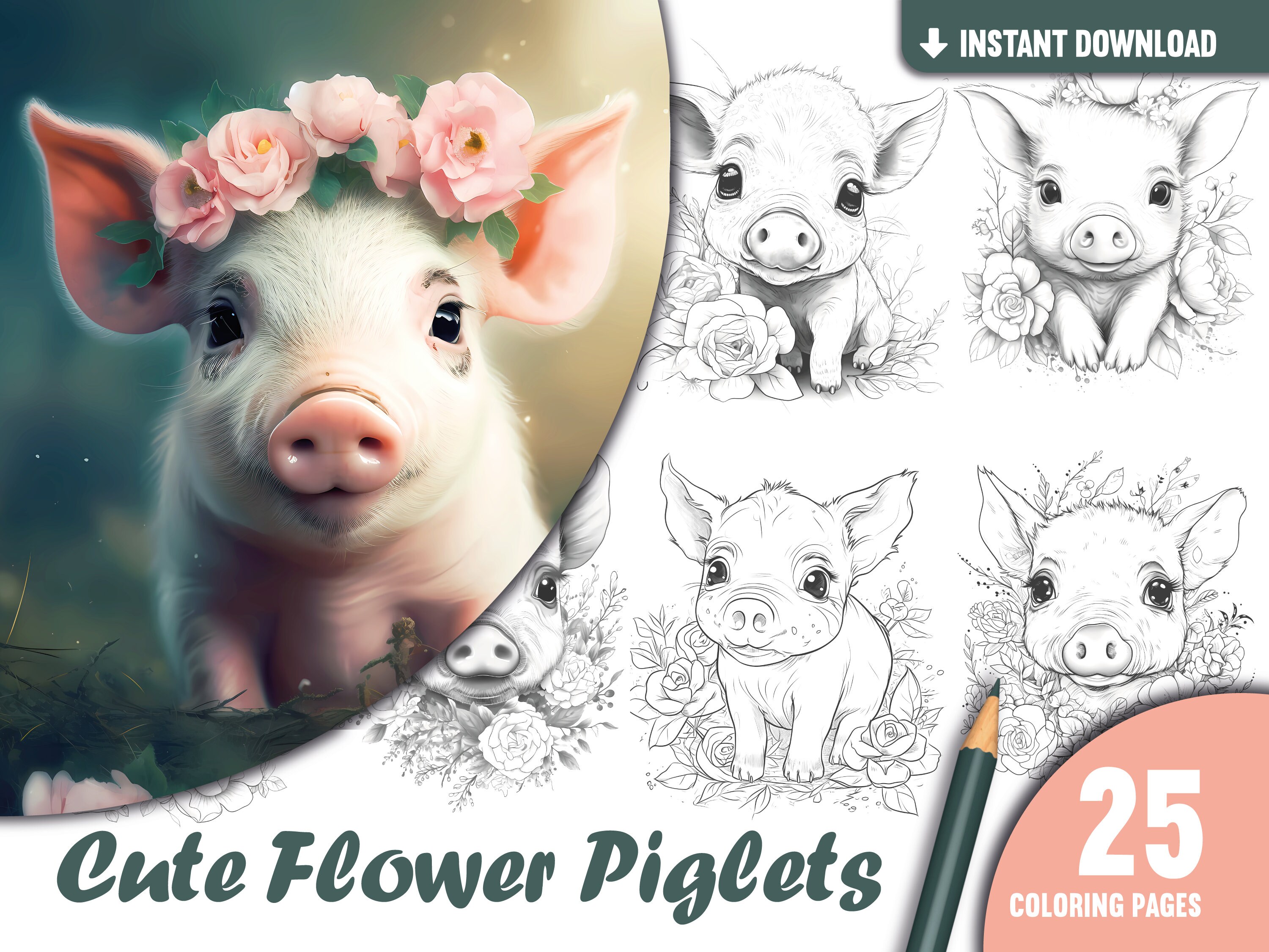 Piglets Coloring Pages for Adults: Relaxing Artistic Fun with Pigs