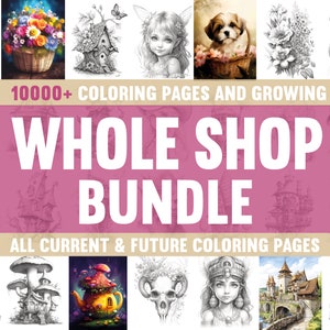 10.000+ Coloring Pages Whole Shop Bundle with 10.000+ Adults Coloring Pages Bundle Grayscale Coloring Books