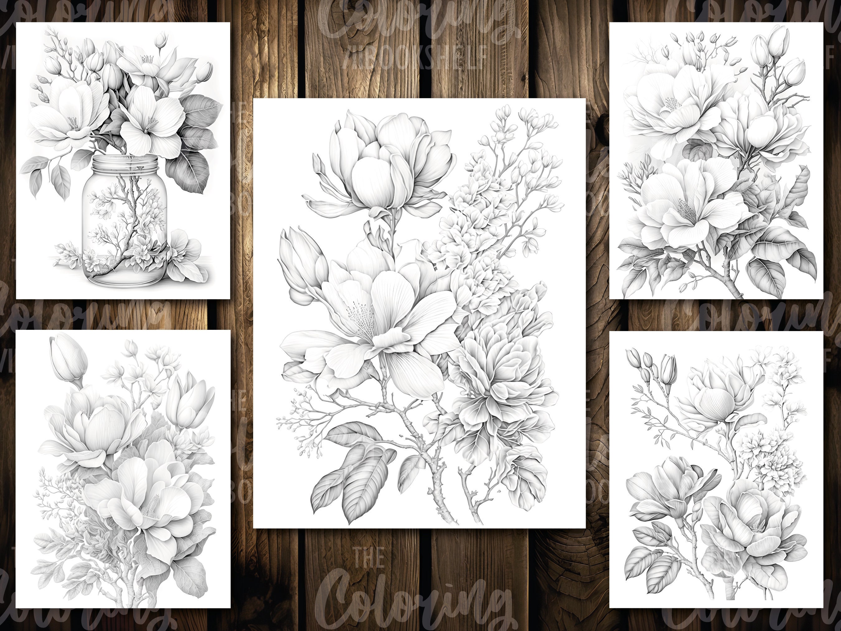 25 Beautiful Magnolias Coloring Book Adults Kids Coloring - Etsy