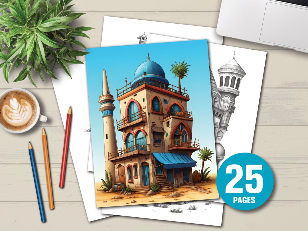 25 Little Arabic Houses Coloring Book - Adults Kids Coloring Pages ...