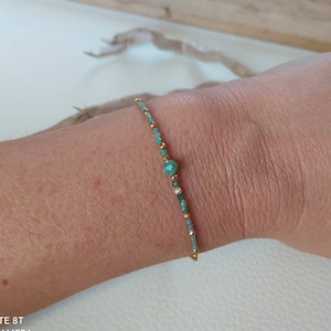 Emerald Bracelet Semi-precious stone Natural stone Lithotherapy Gold plated chains
