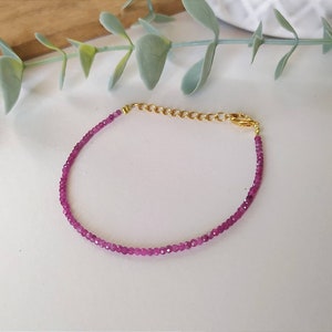 Ruby bracelet semi-precious stone natural stone lithotherapy gold plated