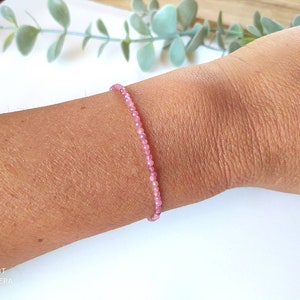 Pink Tourmaline Bracelet Semi Precious Stone Natural Stone Lithotherapy Gold Plated