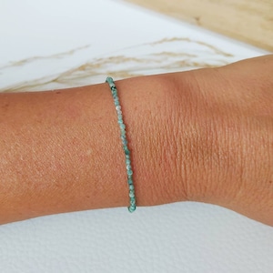 Emerald bracelet semi-precious stone natural stone lithotherapy gold plated