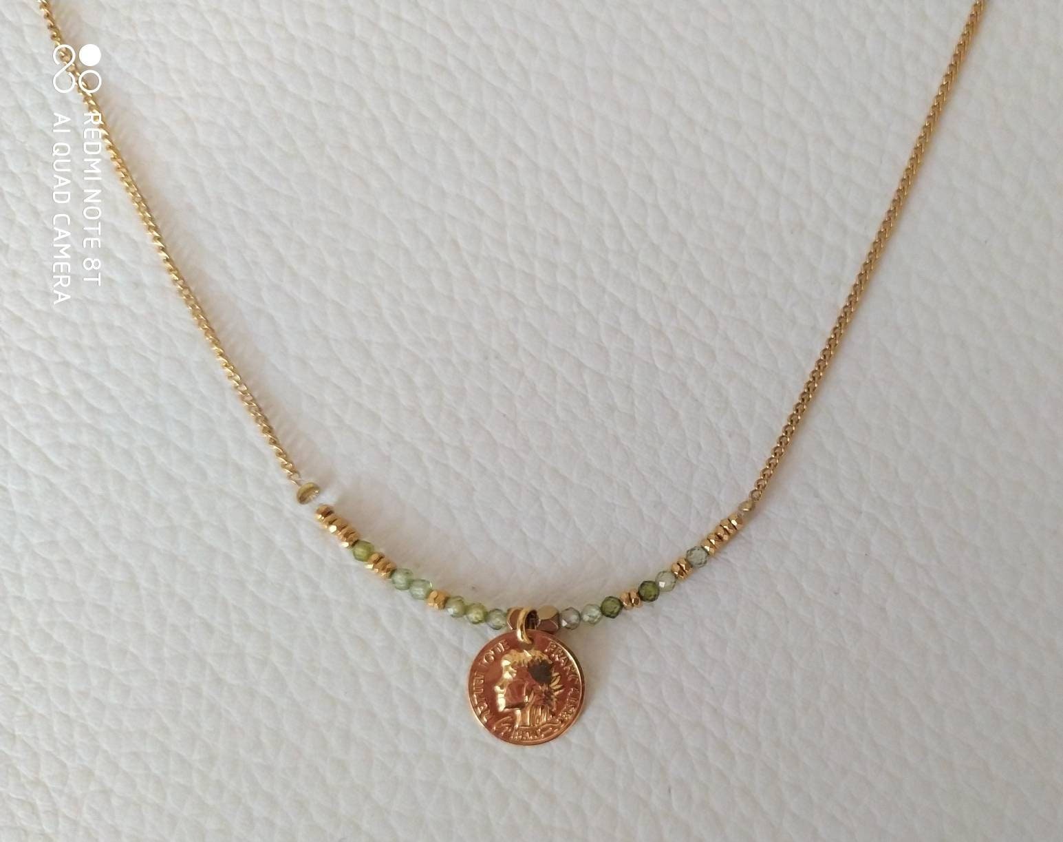 Sterling Argent Petit Délicat Simulé Émeraude Coeur Collier