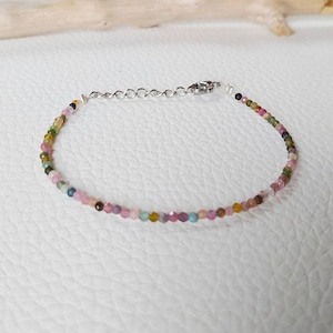 Armband Turmalin Melone Naturstein Lithotherapie Stahl Silber