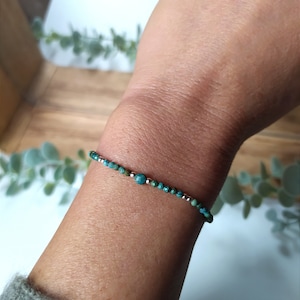 Bracelet Turquoise bleue pierre naturelle acier argent image 1