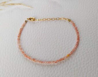 Bracelet Agathe orange pierre semi précieuse pierre naturelle lithothérapie plaqué or
