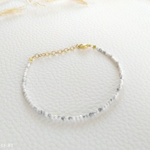 Howlite bracelet semi-precious stone lithotherapy gold plated