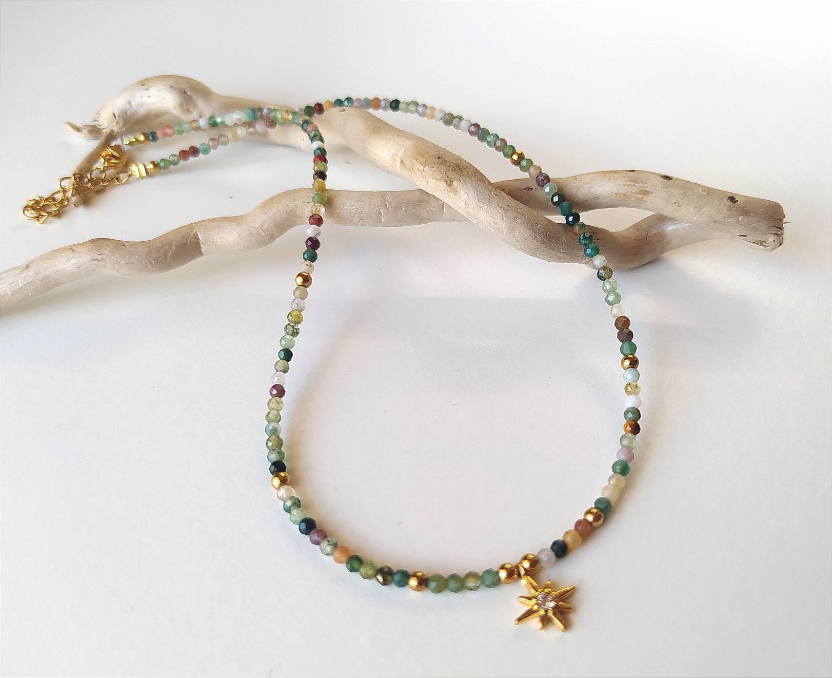 Parure Ancienne Collier Ras-de-cou Et Bracelet - Pierres Semi-précieuses (oeil De Tigre, Turquoise, Cornaline...) - Très Bon état