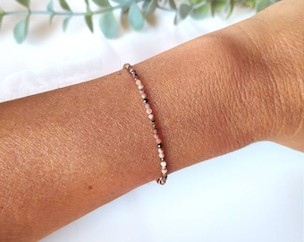 Bracciale in rodonite - pietra levigata - litoterapia - pietre naturali - guarigione - amore - compassione - dolore - calmante - Italia