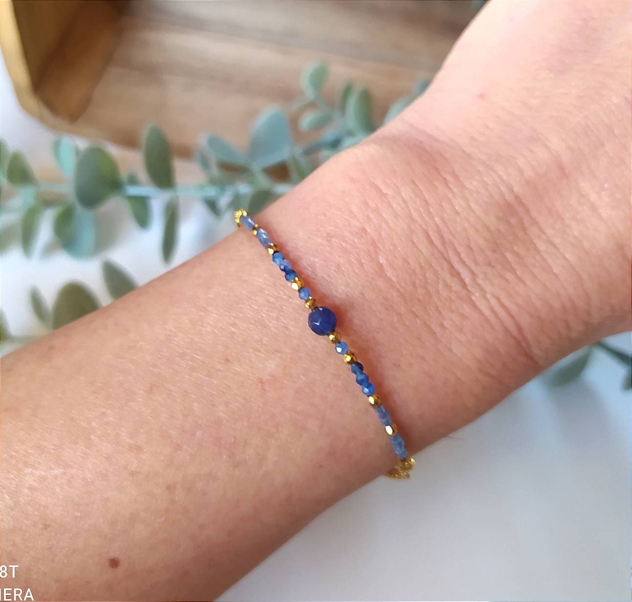 Kyanite bracelet semi-precious stone natural stone lithotherapy gold plated chain
