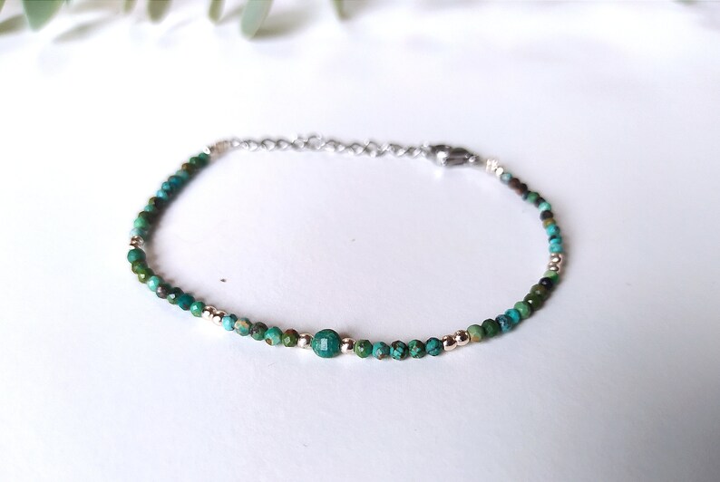 Bracelet Turquoise bleue pierre naturelle acier argent image 4