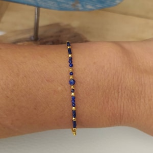 Lapis lazuli bracelet semi-precious stone natural stone lithotherapy gold plated chains