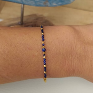 Lapis lazuli bracelet semi precious stone natural stone lithotherapy gold plated chains