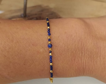 Lapis lazuli bracelet semi-precious stone natural stone lithotherapy gold plated chains