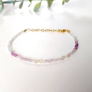 Fluorit-Armband, Halbedelstein, Naturstein, Lithotherapie, vergoldet