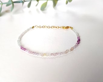 Bracelet Fluorite semi precious stone natural stone gold-plated lithotherapy