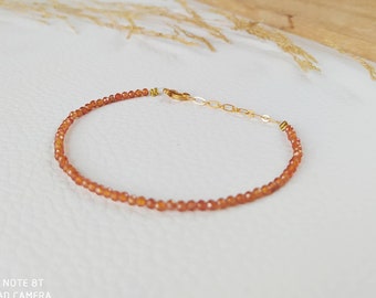 Hessonite Garnet Bracelet semi-precious stone natural stone lithotherapy gold plated