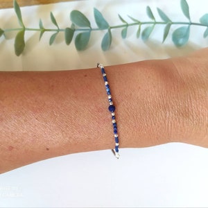 Lapis lazuli bracelet natural stone lithotherapy stainless steel chains silver