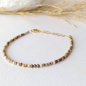 Jasper landscape bracelet semi-precious stone natural stone lithotherapy gold plated