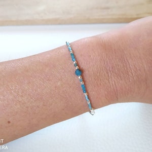 Apatite bracelet natural stone lithotherapy miyuki silver steel chain