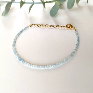 Aquamarine bracelet semi-precious stone natural stone gold-plated lithotherapy