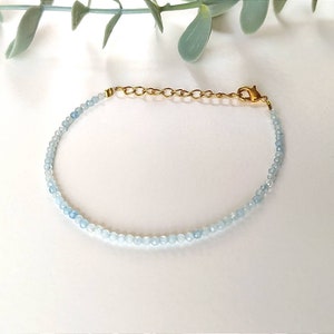 Aquamarine bracelet semi-precious stone natural stone lithotherapy gold plated