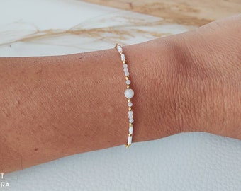 Moonstone bracelet semi-precious stone natural stone lithotherapy gold-plated chain