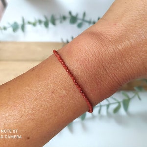 Red Jasper Bracelet Semi Precious Stone Natural Stone Lithotherapy Gold Plated