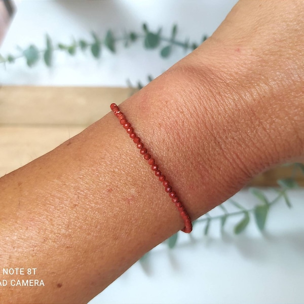 Red Jasper bracelet semi precious stone natural stone lithotherapy gold plated